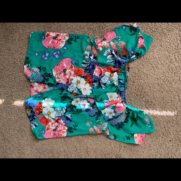 Floral Strapless Ruffle Top - Picture 2 of 2